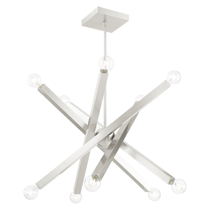 Livex Solna 10 Light Chandelier, Brushed Nickel