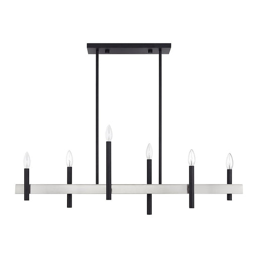 Livex Denmark 6Lt Large Linear Chandelier, Black/Nickel