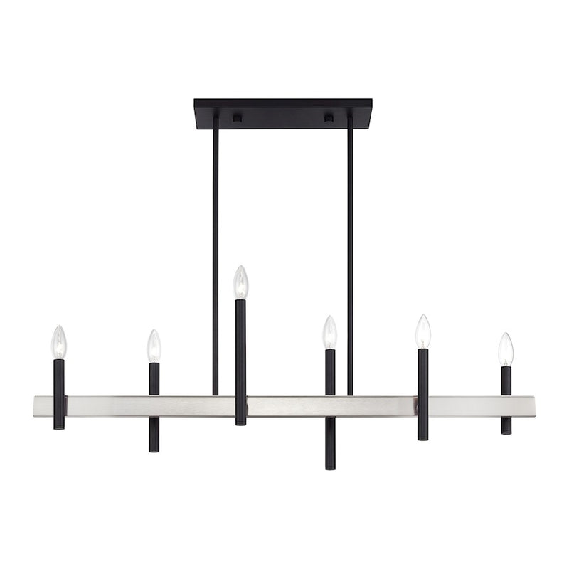 Livex Denmark 6Lt Large Linear Chandelier, Black/Nickel