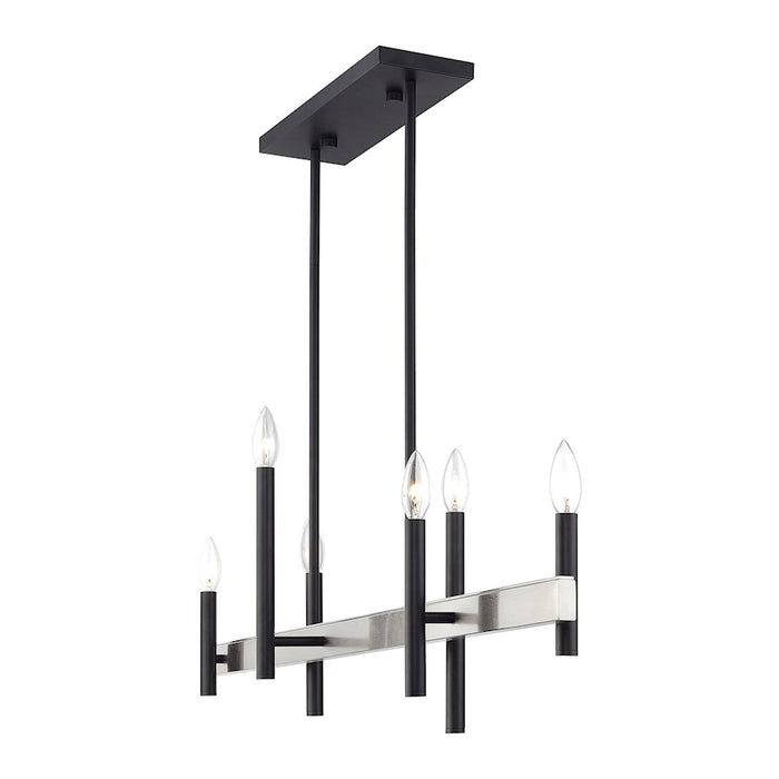 Livex Denmark 6Lt Large Linear Chandelier, Black/Nickel