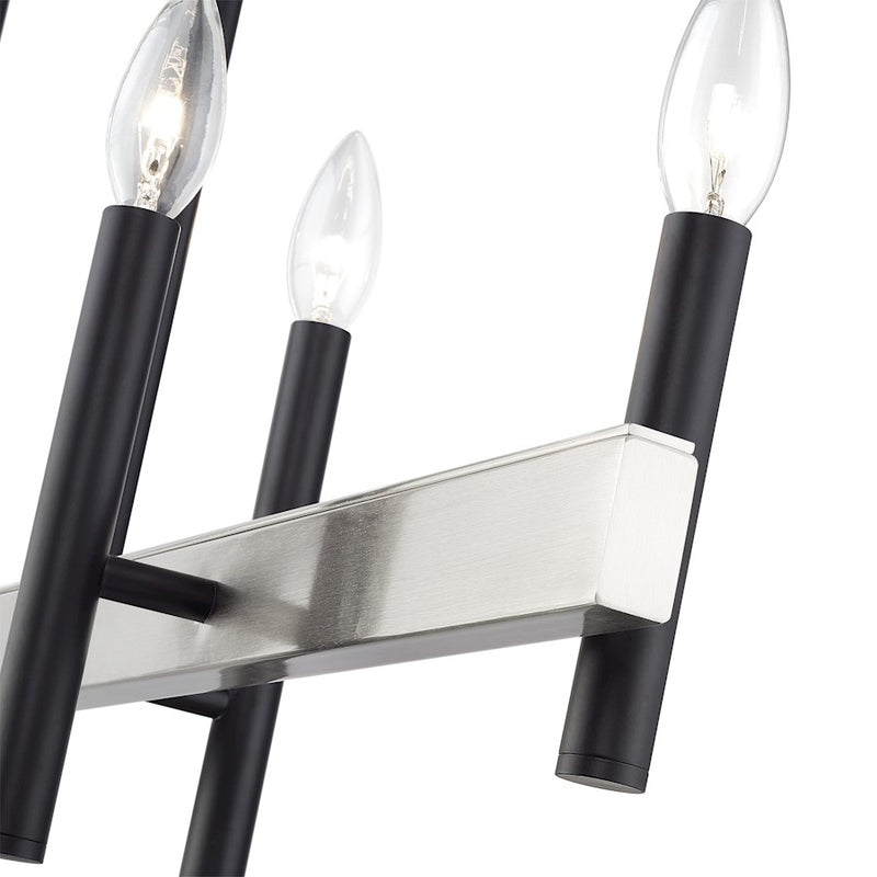 Livex Denmark 6Lt Large Linear Chandelier, Black/Nickel