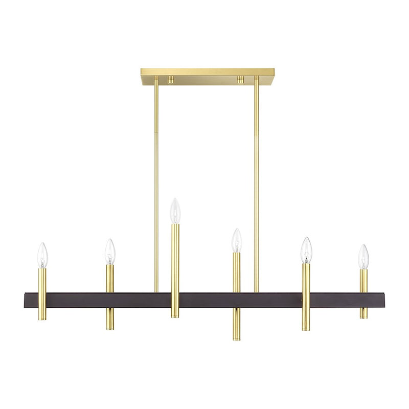 Livex Denmark 6Lt Extra Large Linear Chandelier, Brass/Bronze Accent