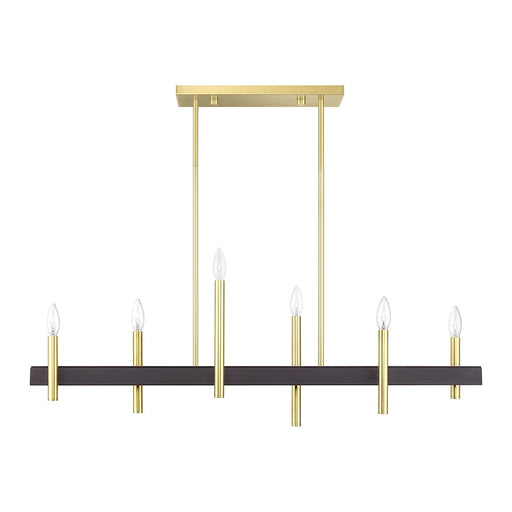 Livex Denmark 6Lt Extra Large Linear Chandelier, Brass/Bronze Accent