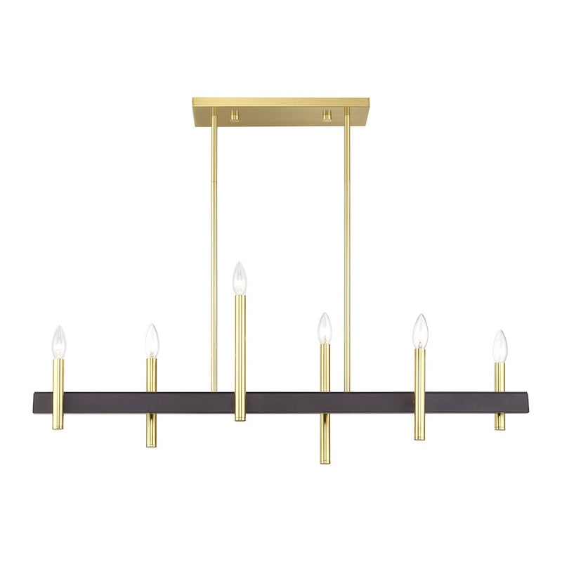Livex Denmark 6Lt Extra Large Linear Chandelier, Brass/Bronze Accent