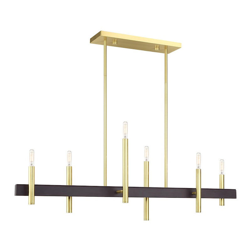 Livex Denmark 6Lt Extra Large Linear Chandelier, Brass/Bronze Accent
