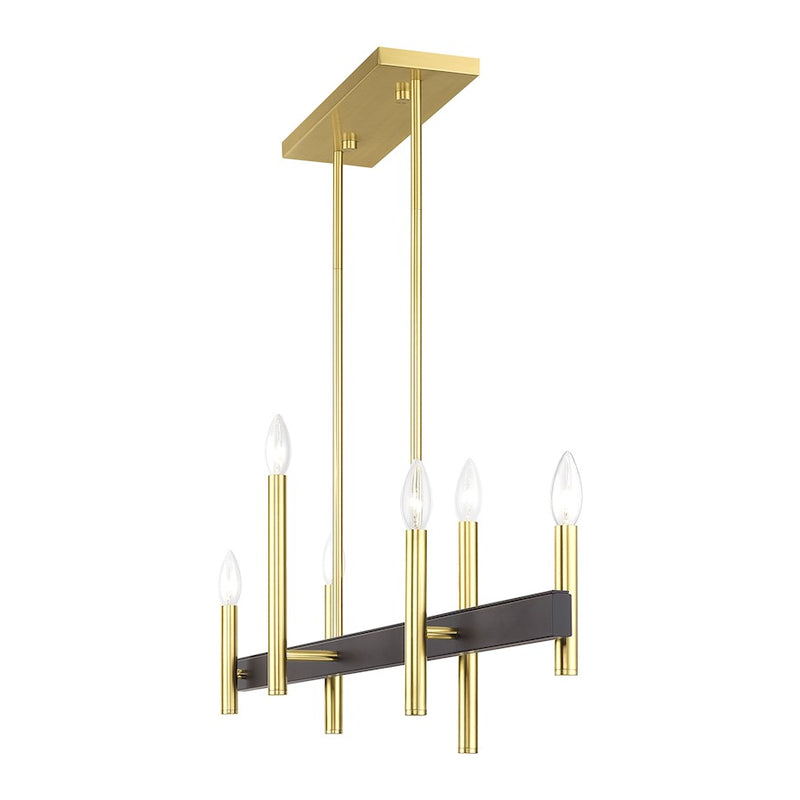Livex Denmark 6Lt Extra Large Linear Chandelier, Brass/Bronze Accent