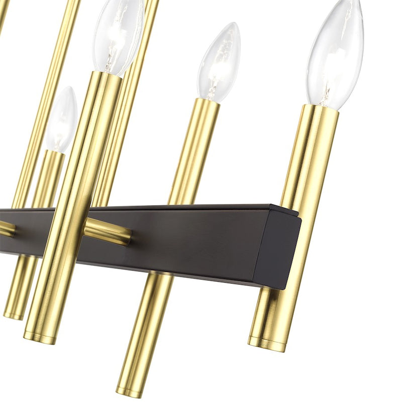 Livex Denmark 6Lt Extra Large Linear Chandelier, Brass/Bronze Accent