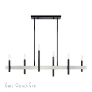 Livex Denmark 6Lt Extra Large Linear Chandelier, Black Chrome/Nickel - 49336-46
