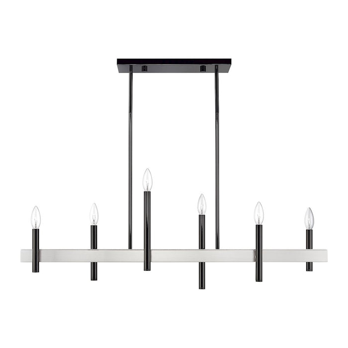 Livex Denmark 6Lt Extra Large Linear Chandelier, Black Chrome/Nickel