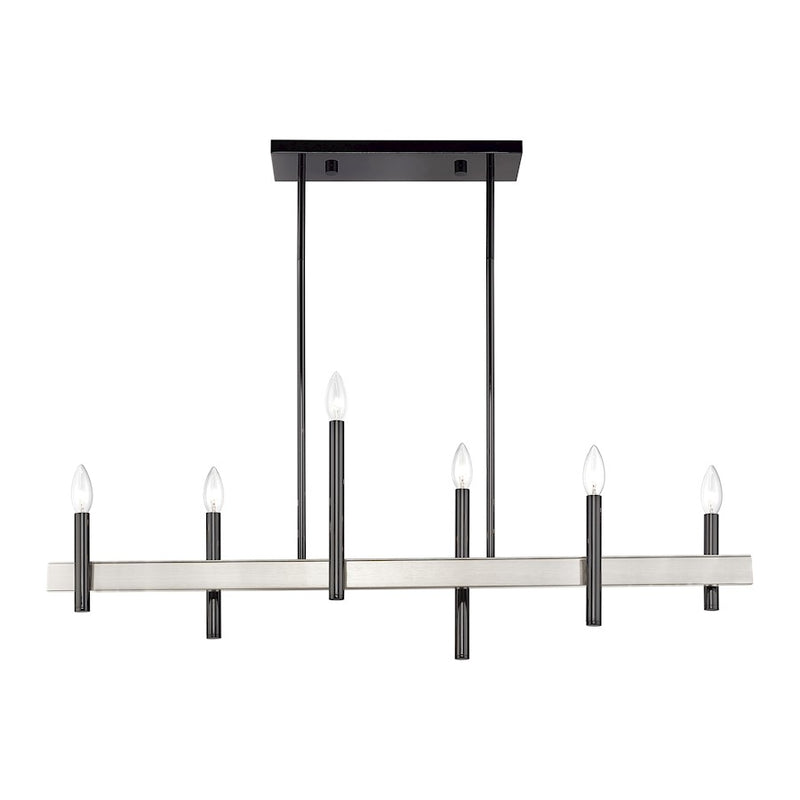 Livex Denmark 6Lt Extra Large Linear Chandelier, Black Chrome/Nickel