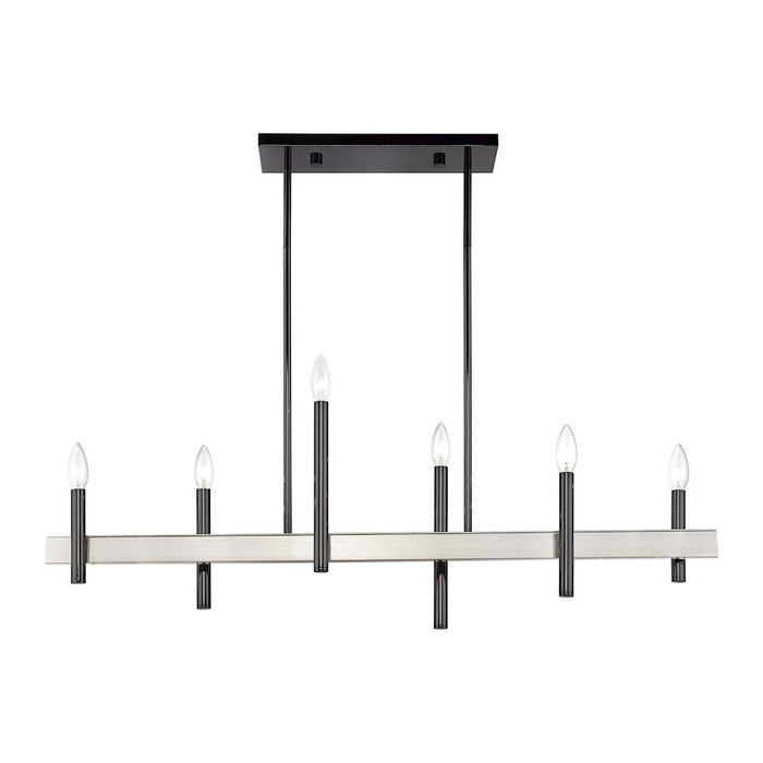 Livex Denmark 6Lt Extra Large Linear Chandelier, Black Chrome/Nickel