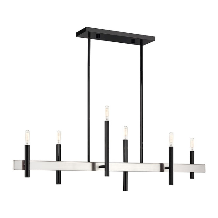 Livex Denmark 6Lt Extra Large Linear Chandelier, Black Chrome/Nickel