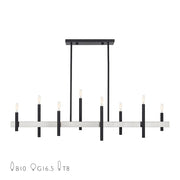 Livex Denmark 8Lt Extra Large Linear Chandelier, Black/Nickel - 49338-04
