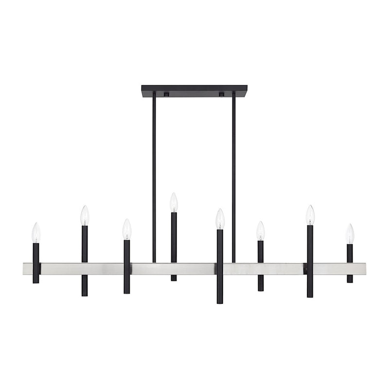 Livex Denmark 8Lt Extra Large Linear Chandelier, Black/Nickel