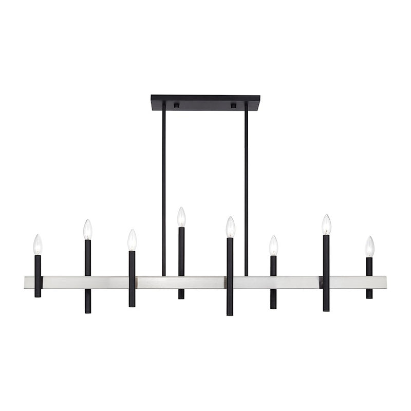 Livex Denmark 8Lt Extra Large Linear Chandelier, Black/Nickel