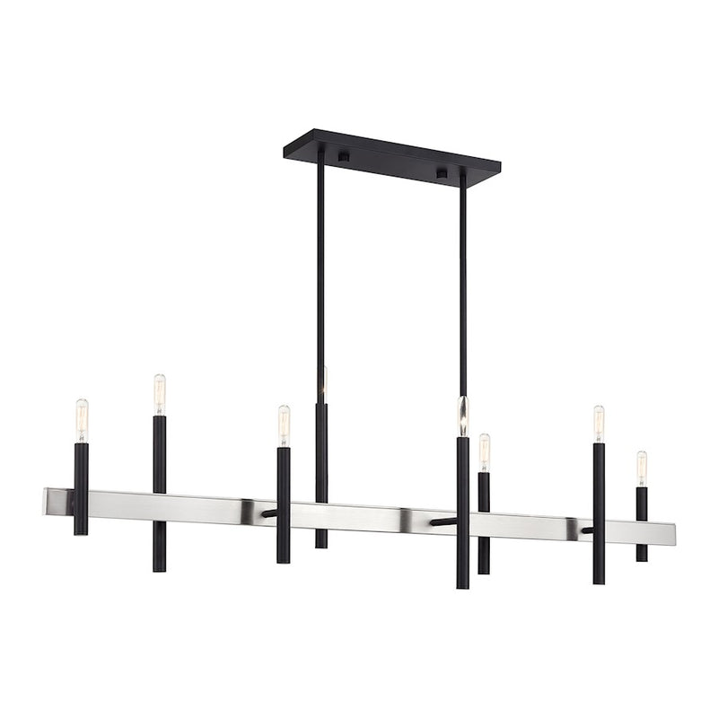 Livex Denmark 8Lt Extra Large Linear Chandelier, Black/Nickel