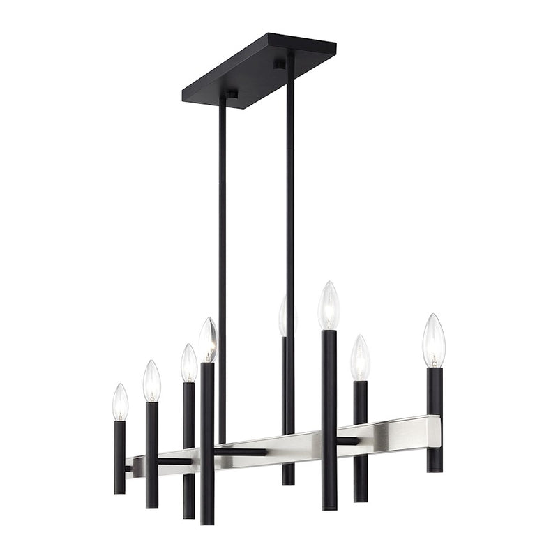 Livex Denmark 8Lt Extra Large Linear Chandelier, Black/Nickel