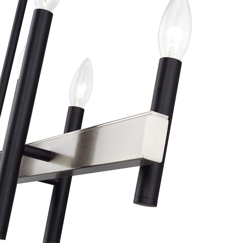Livex Denmark 8Lt Extra Large Linear Chandelier, Black/Nickel