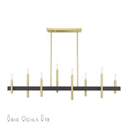 Livex Denmark 8Lt Extra Large Linear Chandelier, Brass/Bronze Accent - 49338-12