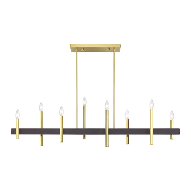 Livex Denmark 8Lt Extra Large Linear Chandelier, Brass/Bronze Accent