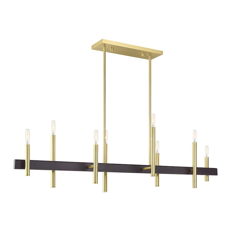 Livex Denmark 8Lt Extra Large Linear Chandelier, Brass/Bronze Accent