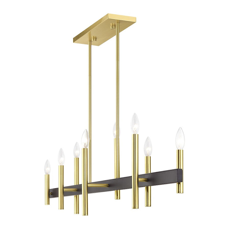 Livex Denmark 8Lt Extra Large Linear Chandelier, Brass/Bronze Accent