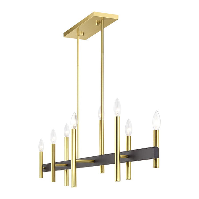 Livex Denmark 8Lt Extra Large Linear Chandelier, Brass/Bronze Accent