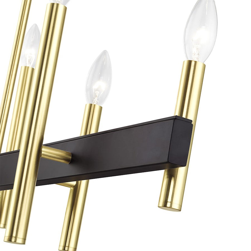 Livex Denmark 8Lt Extra Large Linear Chandelier, Brass/Bronze Accent