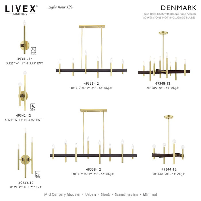 Livex Denmark 8Lt Extra Large Linear Chandelier, Brass/Bronze Accent