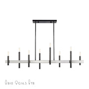 Livex Denmark 8Lt Extra Large Linear Chandelier, Black Chrome/Nickel - 49338-46