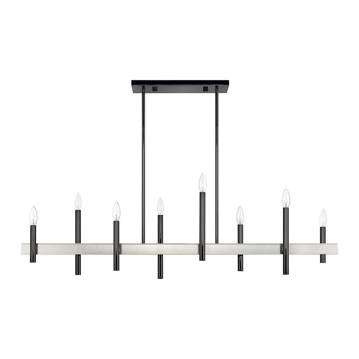 Livex Denmark 8Lt Extra Large Linear Chandelier, Black Chrome/Nickel