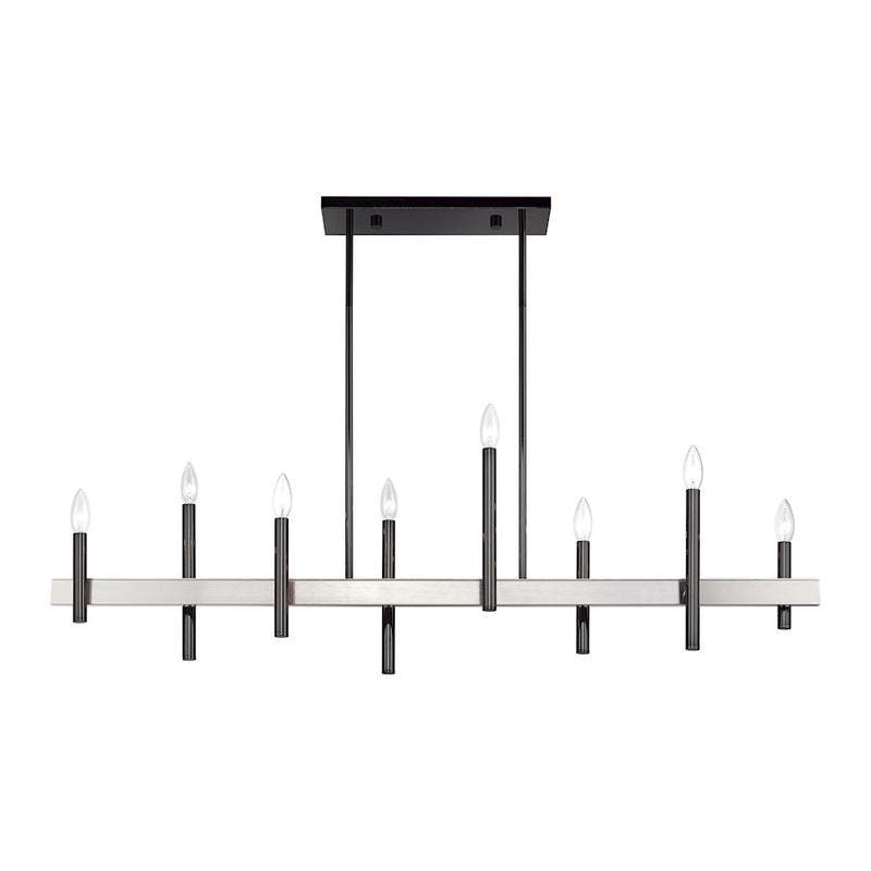 Livex Denmark 8Lt Extra Large Linear Chandelier, Black Chrome/Nickel