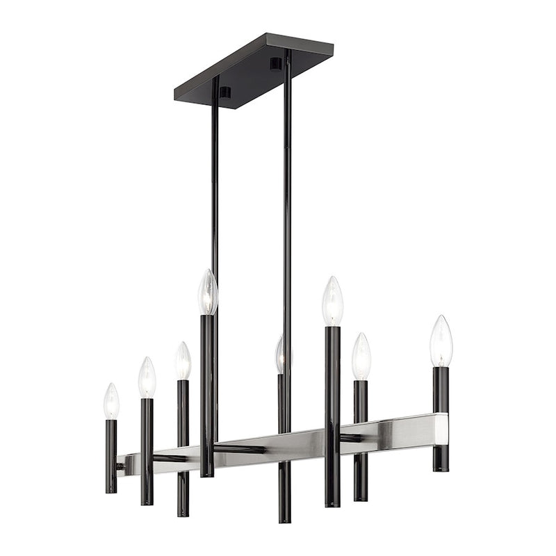Livex Denmark 8Lt Extra Large Linear Chandelier, Black Chrome/Nickel