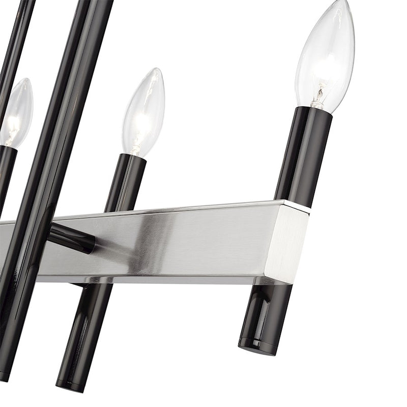 Livex Denmark 8Lt Extra Large Linear Chandelier, Black Chrome/Nickel