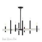 Livex Denmark 8Lt Large Chandelier, Black/Brushed Nickel Accents - 49347-04