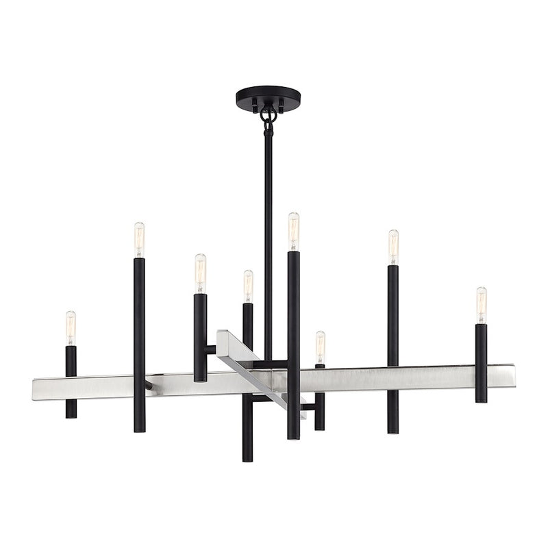 Livex Denmark 8Lt Large Chandelier, Black/Brushed Nickel Accents