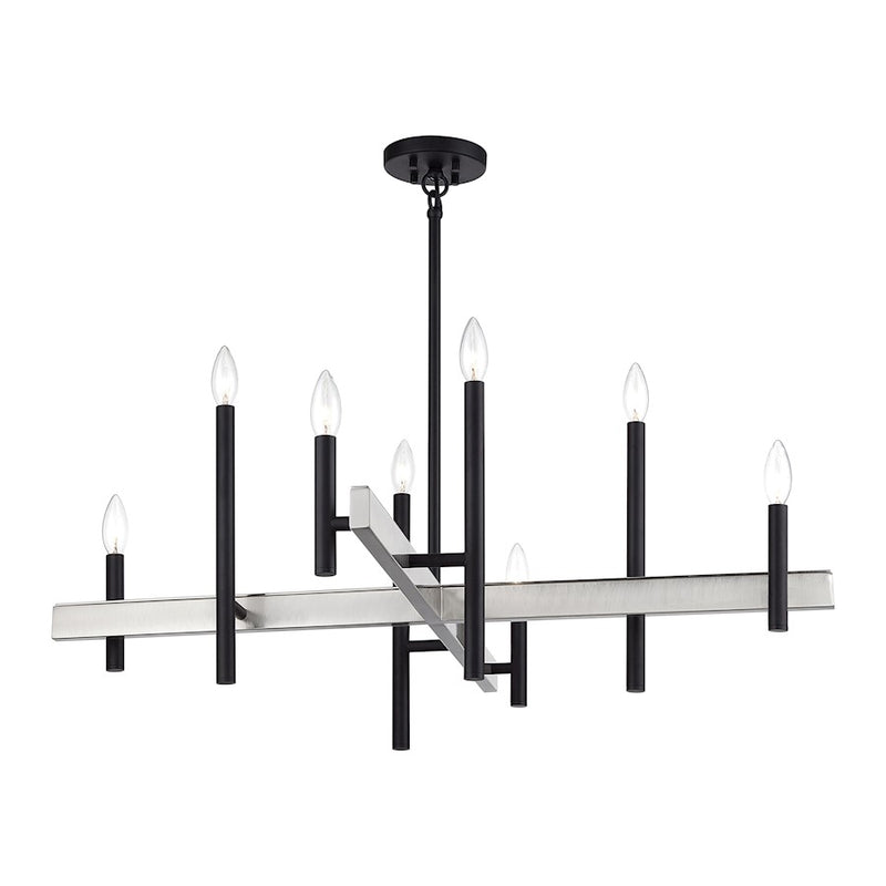 Livex Denmark 8Lt Large Chandelier, Black/Brushed Nickel Accents