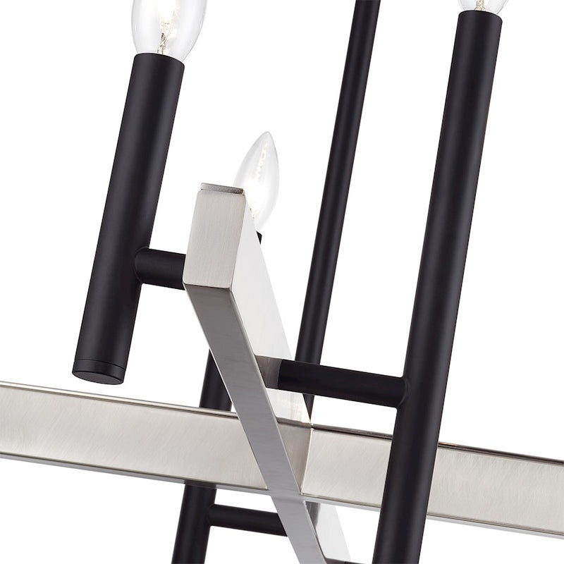 Livex Denmark 8Lt Large Chandelier, Black/Brushed Nickel Accents
