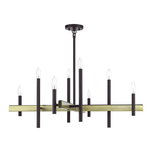 Livex Denmark 8Lt Large Chandelier, Bronze/Antique Brass Accents - 49347-07