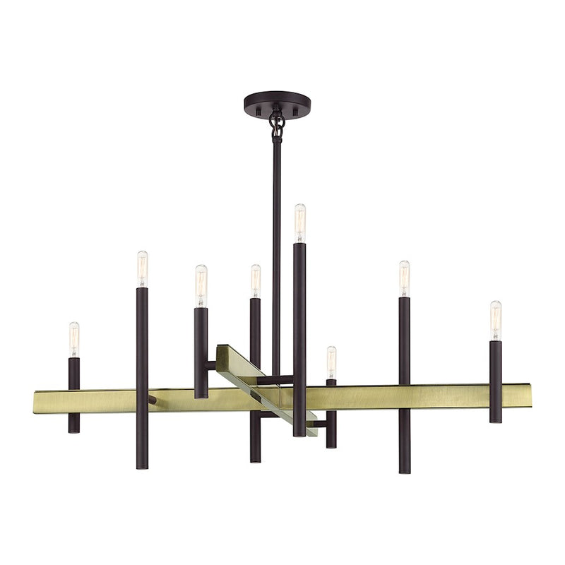 Livex Denmark 8Lt Large Chandelier, Bronze/Antique Brass Accents