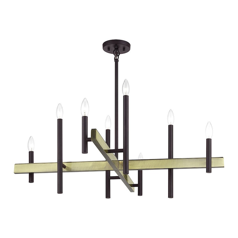 Livex Denmark 8Lt Large Chandelier, Bronze/Antique Brass Accents