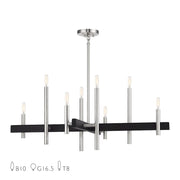 Livex Denmark 8Lt Large Chandelier, Brushed Nickel/Black Accents - 49347-91