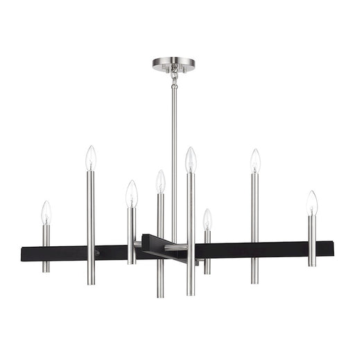 Livex Denmark 8Lt Large Chandelier, Brushed Nickel/Black Accents