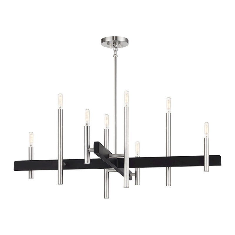 Livex Denmark 8Lt Large Chandelier, Brushed Nickel/Black Accents