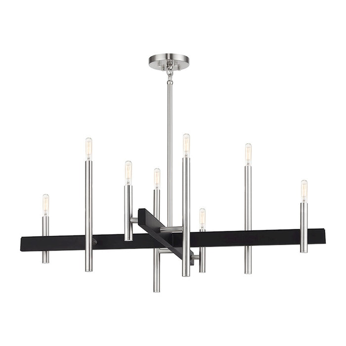 Livex Denmark 8Lt Large Chandelier, Brushed Nickel/Black Accents