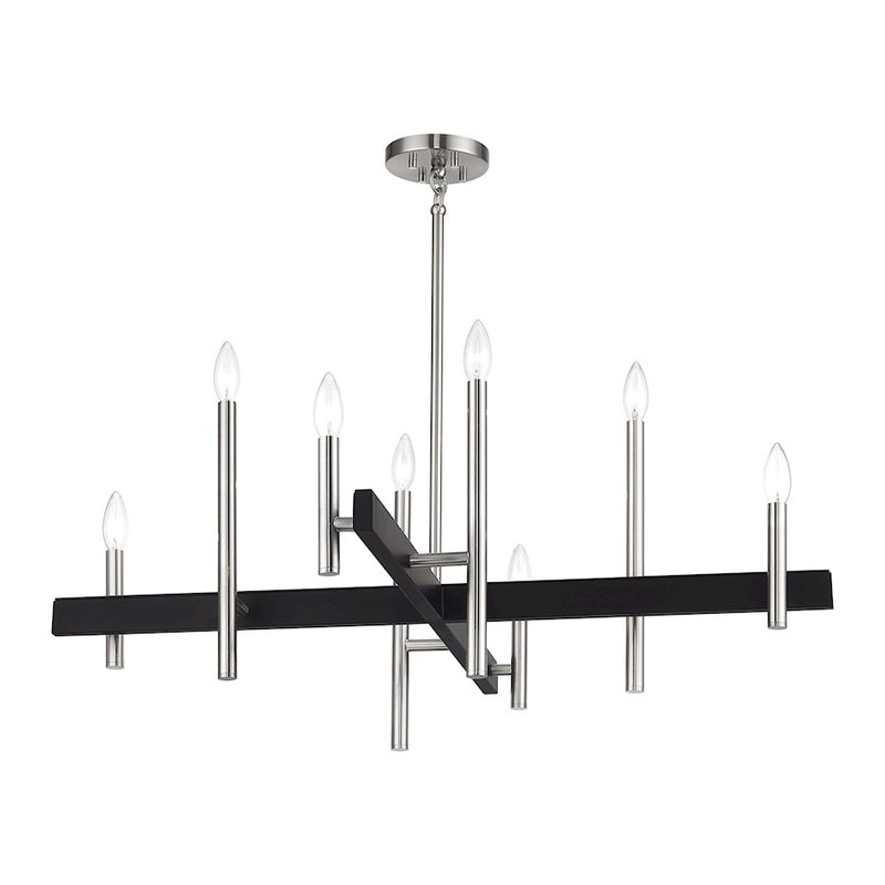 Livex Denmark 8Lt Large Chandelier, Brushed Nickel/Black Accents