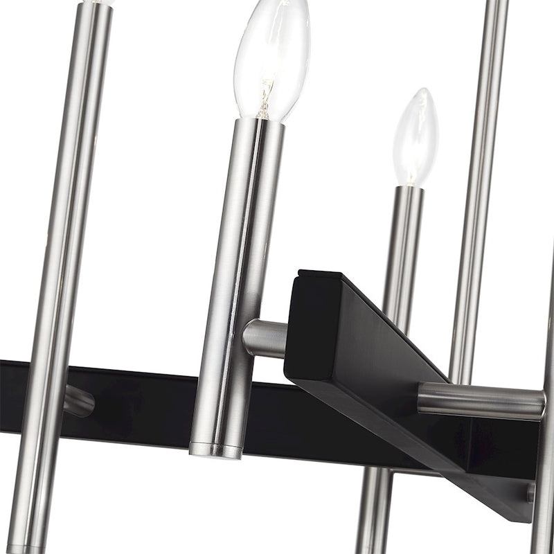 Livex Denmark 8Lt Large Chandelier, Brushed Nickel/Black Accents
