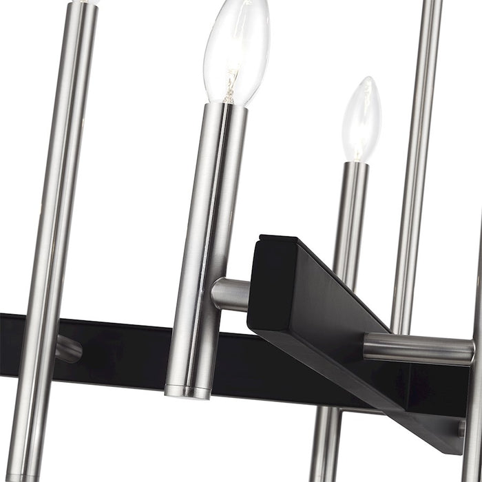 Livex Denmark 8Lt Large Chandelier, Brushed Nickel/Black Accents