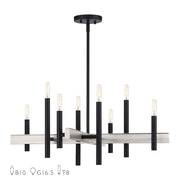 Livex Denmark 8Lt Medium Chandelier, Black/Brushed Nickel Accents - 49348-04