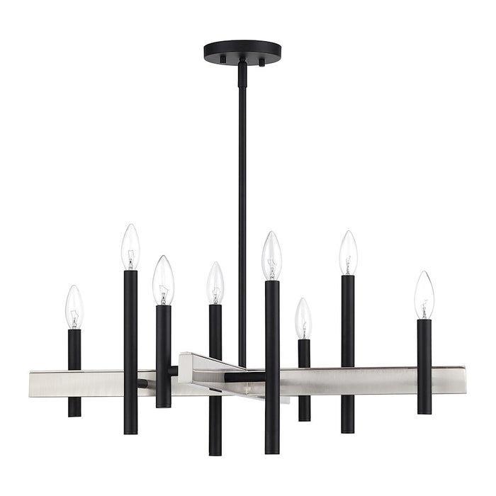 Livex Denmark 8Lt Medium Chandelier, Black/Brushed Nickel Accents